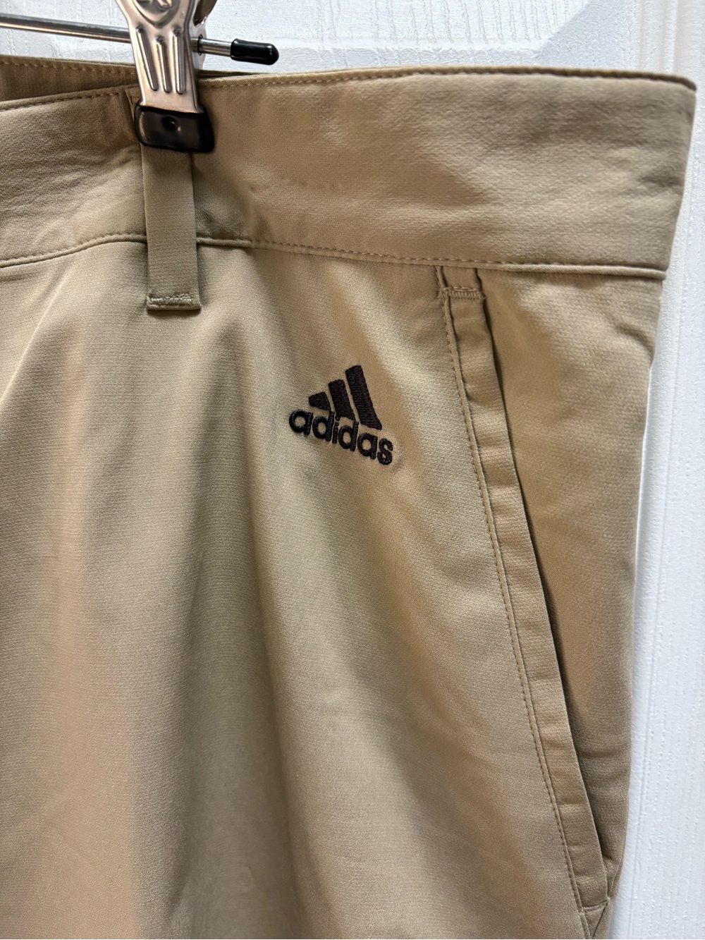 adidas Men’s Tan Flat Front Performance Shorts - Picture 3 of 5